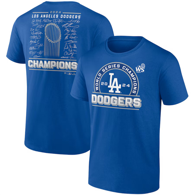 Men's Royal Los Angeles Dodgers 2024 World Series Champions Signature Roster T-Shirt